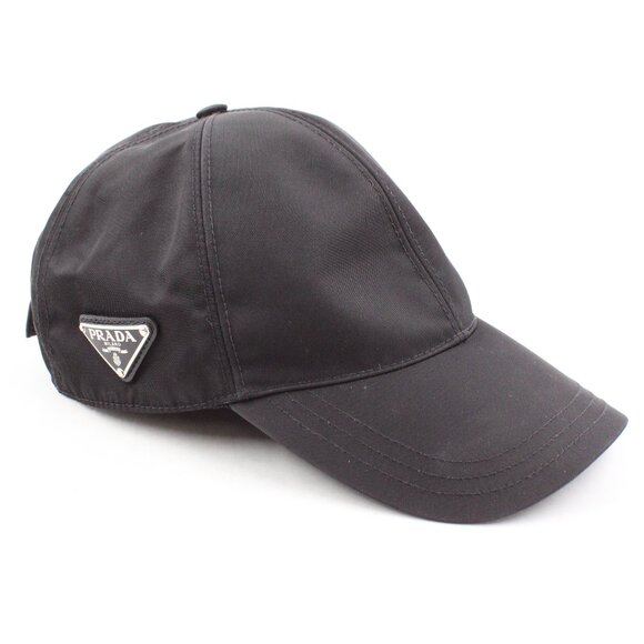Pre-Owned Prada Re-Nylon Baseball Cap with Metal Logo Plaque in Black Size XXL - Picture 1 of 11